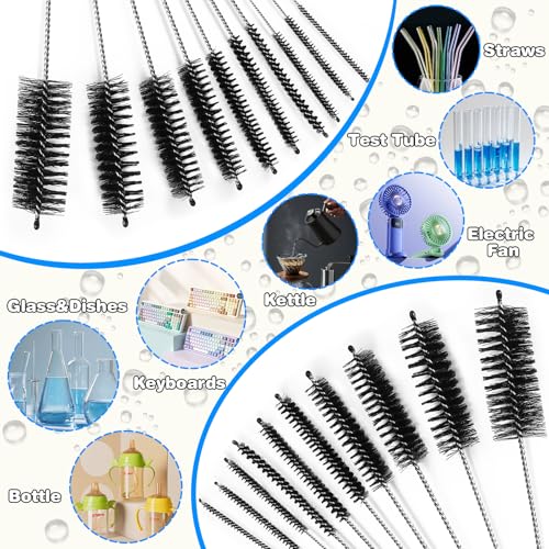 Ixiaoyoo 11 Pcs Cleaning Brushes Set, 8 Inch + 60 Inch Cleaner Brushes - color: 8 Inch + 60 Inch Black