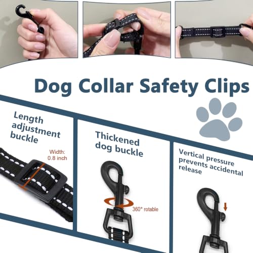 Adjustable Dog Collar Safety Backup Clip,Black - color: Black, size: M(7.2~8.7 in adjustable length x 0.6 in width)