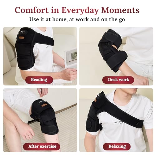 Red Light Therapy Knee Massage, with Heat & Vibration,660nm 940nm 850nm Near Infrared, Wireless 5000mAh Controller, 30‑Min Auto‑Off, for Knee Elbow Shoulder (BLACK-1-PACK) - size: BLACK-1-PACK