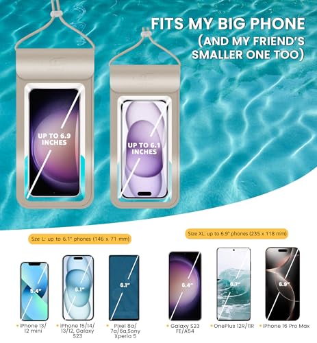 HiRui Waterproof Phone Pouch, Gold, X-Large - color: Gold, size: X-Large