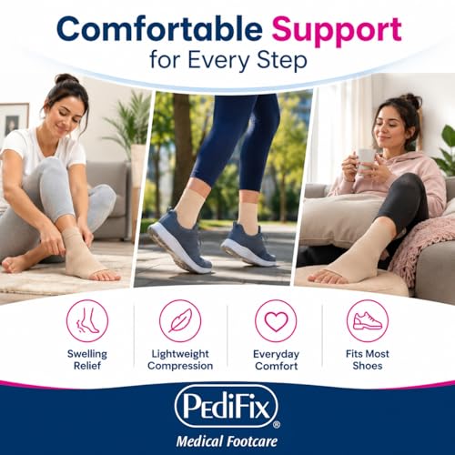 Pedifix Compression Ankle Sleeve, Foot & Ankle Support, Beige, M, 1 Sleeve - color: Beige, size: Medium