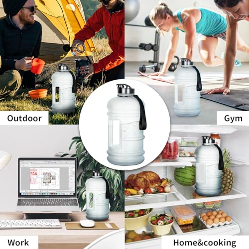 TOOFEEL 2 Liter Water Bottles - Big Water Jugs - 2.2L 74oz LeakProof - Clear Matte - color: Matte Clear Water Jug, style: 74 oz water bottle