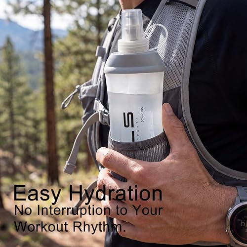 WRELS Running Water Bottle,250ml/350ml/500ml TPU Soft Flask,Collapsible Water Bottles for Hydration Vests and Running Belts Backpack, Soft Water Bottles For Hiking Cycling Climbing - color: White-350ml*2