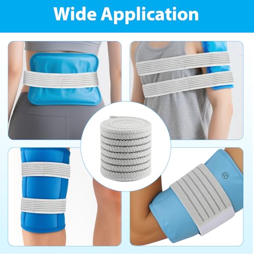 4Pack Elastic Ice Pack Straps,35.5" x 2" Reusable Fastening Bands - color: Gray