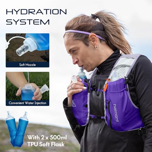 Haimont 10L Trail Running Hydration Vest with Soft Flasks - color: Purple, size: Large