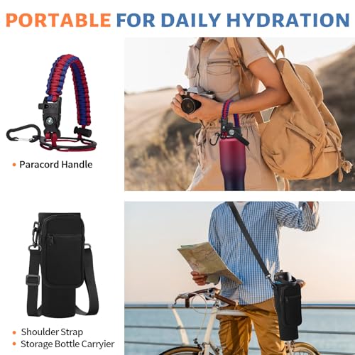 32 oz Insulated Water Bottle with Straw Lid - Pop-up Spout Lid, Carrier Bag - color: Gradient Claret, size: 32 Ounces
