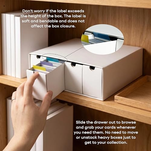 MTG Card Storage Box, Cardboard Trading Card Box W/ Dividers for Sports TCG - color: White-12 drawers/3 Sets