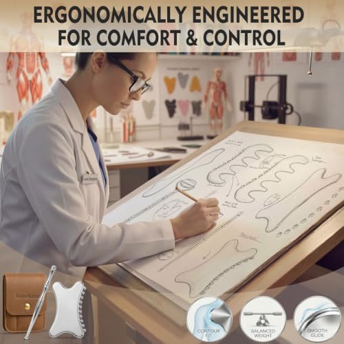 Stainless Steel Gua Sha & Muscle Scraper Tool Set – 2-in-1 Manual Deep Tissue Body Massager with Acupressure Pen – Ergonomic Handheld Tool for Myofascial Release, Trigger Points & Mobility - style: JK2D