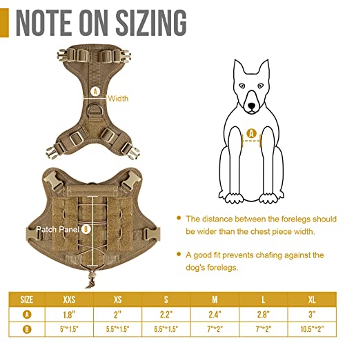 OneTigris Tactical Dog Harness with Handle No-Pull Adjustable for Small Dog - color: Brown, size: XX-Small