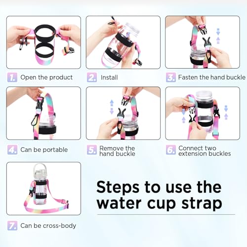 EasyAcc Water Bottle Holder Strap Sling, for Owala FreeSip 24 32 40 oz, Hydro Flask, Cirkul, Yeti, Stanley Flip, Universal Water Bottles, with Carabiner, for Walking Curise Travel (Bottle Excluded) - color: Summer Sweetness