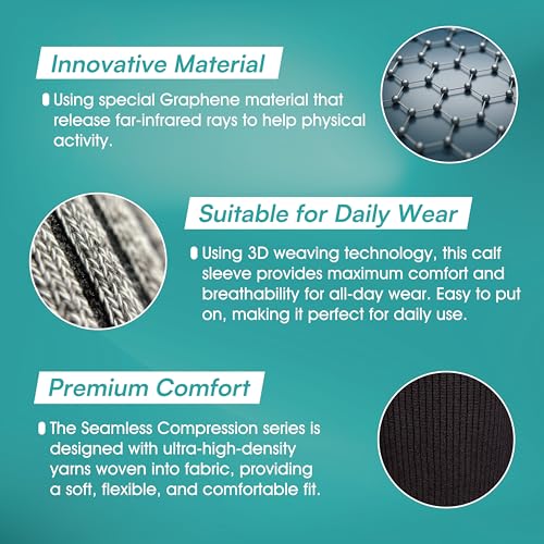 Vital Salveo Graphene Recovery Calf Sleeve - Compression Support for Post-Exercise Recovery,Pain Relief (1 PC) - size: Small