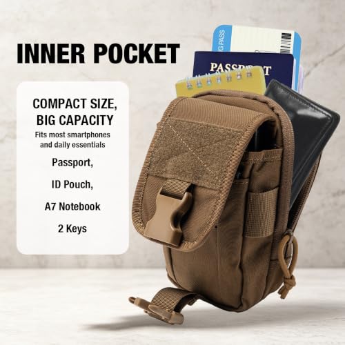 TSPRO MOLLE Phone Pouch, Tactical Phone Holder for Belt, EDC Gear Organizer - color: Black