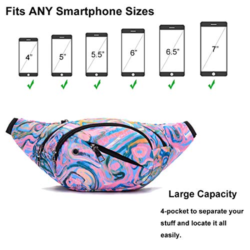 Ausion Fanny Pack Waist Bag for Men&Women Adjustable Belt Hip Bum Bag Fashion Water Resistant Hiking Waist Bag for Traveling Casual Running Hiking Cycling - color: Purple