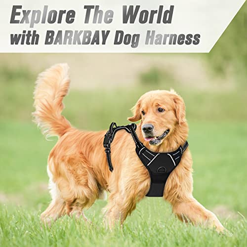 BARKBAY Dog Harness No Pull for Medium Sized Dog Front Back Clips,Dog Vest - color: Black, size: Medium(Chest:22.5-28")