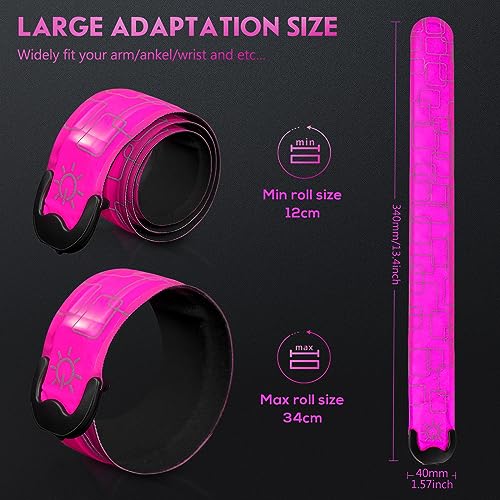 Simket LED Armband Rechargeable for Running(2 Pack), Running Lights for Runners, Running Lights, High Visibility Reflective Running Gear Adjustable Light Up Arm Bands for Men Women Kids - color: pink
