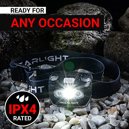 GearLight USB Rechargeable Headlamp Flashlight for Running, Camping, and Outdoor LED Headlight Camping Headlamps - Head Lamp Light for Adults, Kids, Emergency Gear - Black - 2 Pack - size: 2 Pack, Rechargeable (USB)