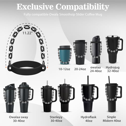Water Bottle Handle Strap Compatible with Owala Freesip 24oz 32oz 40oz, Strong Secure Acrylic Carrier for Outdoors