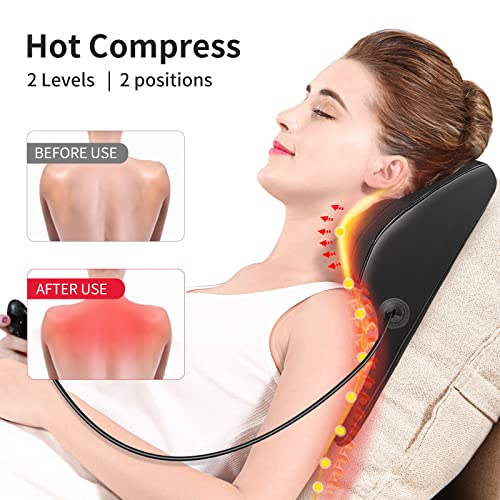 Boriwat Back Massager with Heat, 3D Kneading Massage Pillow for Back, Neck, Shoulder, Leg Pain Relief Deep Tissue, Gifts for Women Men Mom Dad - color: Black
