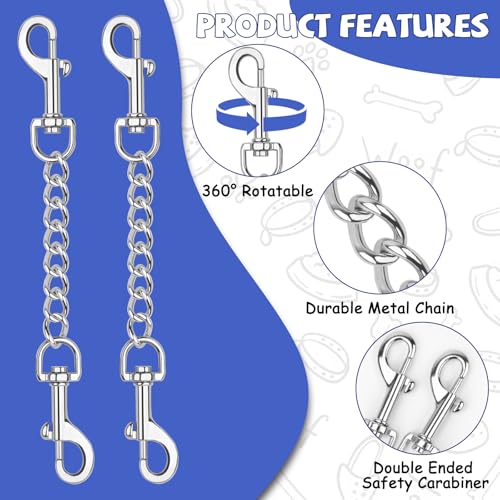 YUEPET 2 Pack 8.3 in Dog Collar Safety Clips, Stainless Steel Backup Clip - color: Stainless Steel*2