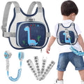 Accmor Toddler Harness Leash, Cute Dinosaur Kids Leashes + Reflective Anti Lost Wrist Link, Collapsible Baby Walking Harness Belt, Breathable Child Hand Strap Tether for Boys Traveling in Hot Weather - color: Navy Blue/Breathable Brachiosaurus