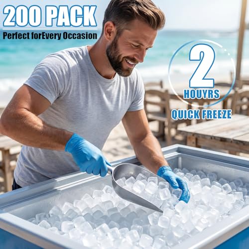 202 Pcs Reusable Ice Cubes for Coolers, BPA Free Refreezable Plastic Ice Cubes with Storage Bag for Drinks Whiskey Coffee Bars Outdoor Party Baths Enthusiasts