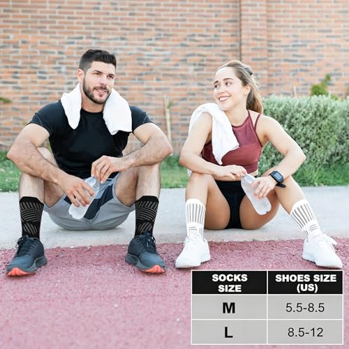 Jspupifip 4 Pairs Running Compression Socks for Men Women