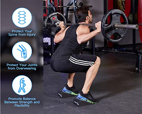 Yoga Foam Wedge Blocks (Pair), Calf Raise Block, Calf Stretcher, Yoga Wrist Support, Balance, Pushup, Fitness, Pilates, Heel Stretcher, Squat Wedge with Gym Bag - size: Wedges with Strap and Pads