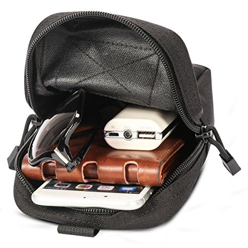 Tactical Molle Pouches Multi-Purpose Military Nylon Waist Pack Utility Bag Detachable Patches Pouches for Dog Vest Harness - color: Black