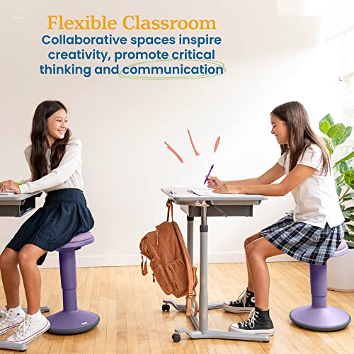 ECR4Kids Sitwell Wobble Stool with Cushion, Adjustable Height, Active Seating, Eggplant - color: Eggplant