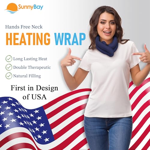 SunnyBay Lavender Hands-Free Heating Pad, Neck and Shoulder, 26x7 inch - color: Midnight Blue