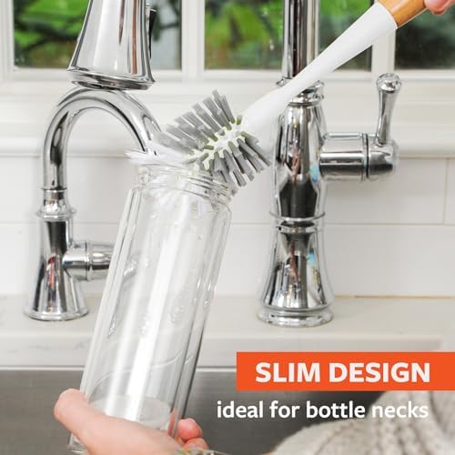 Full Circle Upstanding Bottle Brush, Deep Cleans Water Bottles, White