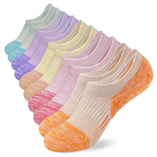 Amutost Womens No Show Socks Anti-Slip Cushioned Breathable 5-10Pairs - color: 5 Pairs A-mood Boosting Colors, size: 5-8