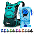 Mothybot Insulated Hydration Backpack Pack with 3L BPA Free Leak Proof Water Bladder, Large Storage Lightweight Hiking Daypack with Waist Pouches & Cooler Layer, for Running, Biking, Camping, Festival - color: Emerald