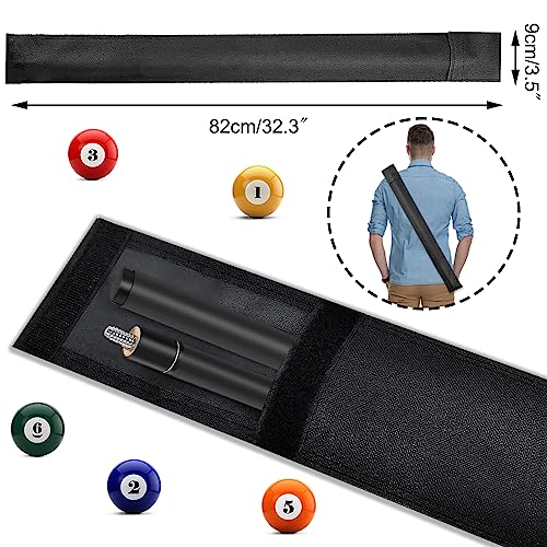 Billiard Pool Cue Case, Black Soft Pool Stick Storage, 32” Carrying Bag for 1/2 Billiard Cue Stick