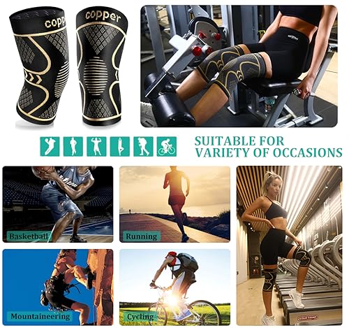 Copper Compression Knee Brace for Knee Pain Women & Men (2 Pack, 3X-Large) - size: XXX-Large