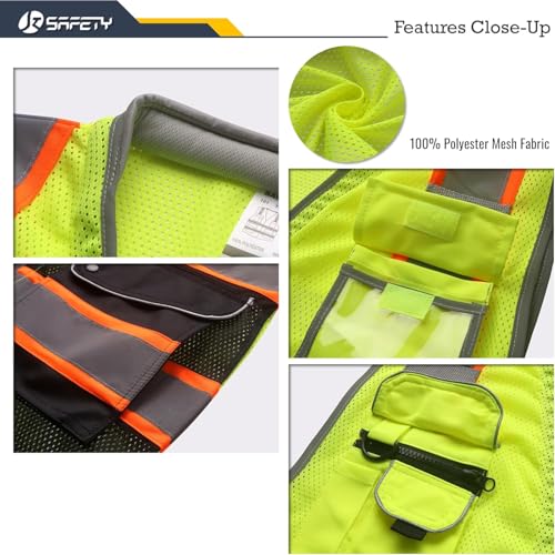 JKSafety Hi Vis Safety Vest for Men Women Cushioned Collar JK101 YBlack S - color: Jk101-yellowblack, size: Small