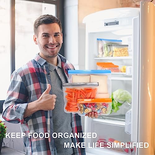 Lerine 6 Pack Reusable Gallon Freezer Bags Dishwasher Safe, BPA Free - color: Gray, size: Gallon Bags