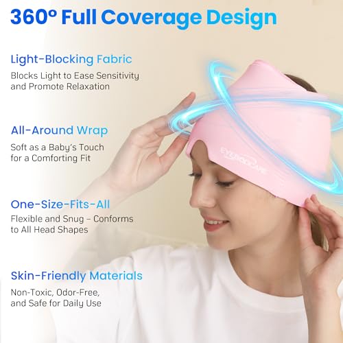 Migraine Relief Cap, Reusable Cold Compress Headband,1pcs - color: Pink‑eyemask