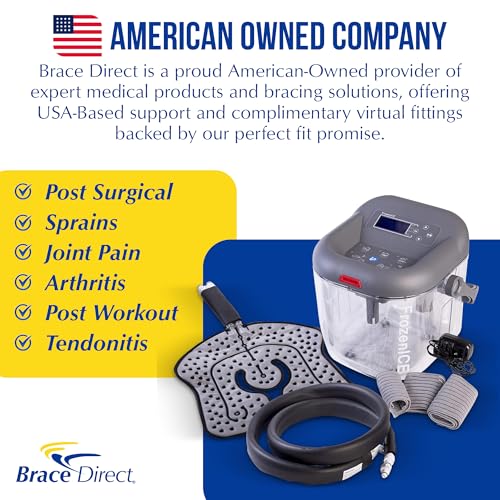 Brace Direct FrozenIce Cold Therapy Machine with Universal Pad – Circulating Water System for Knee, Shoulder, Hip, Ankle, Back – Cryotherapy for Post Surgery, Pain, Swelling