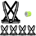 Safety Vest with 5 Pack,Reflective Belts Provides High Visibility for Men and Women,Ultralight and Comfy for Walking - color: Black