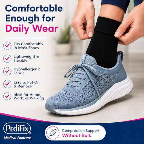 Pedifix Compression Ankle Sleeve, Foot & Ankle Support, Black, S, 1 Sleeve - color: Black, size: Small
