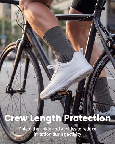 3 Pairs Running Compression Socks for Men & Women Crew Socks with Cushion - color: Grey (3 Pairs), size: X-Large