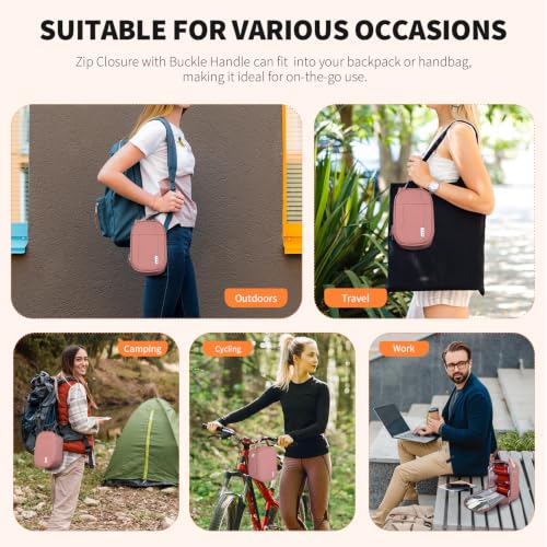 NOL Small Insulated Snack Bag Mini Freezable Cooler Pouch 3L fit 3 Cans | Wide-Mouth 6hours Cool & Warm Lightweight Leakproof Nylon Box for Work Travel, Dark pink - color: Dark pink