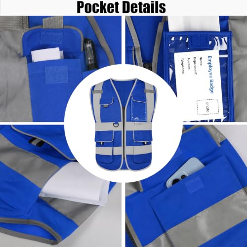 HYCOPROT High Visibility Safety Vest Hi Vis Reflective Construction Vests with Pockets for Men Women,Meets ANSI/ISEA Standard - color: Blue, size: XX-Large