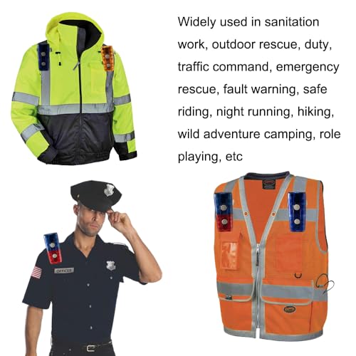 Personal Safety Warning Signal Clip Shoulder Light with Electronic Whistle Flashlight Magnet for Police Gifts,Outdoor Rescue,Security Guard eauipment,Cycling,Night Run,Police Gear (Blue/Yellow) - color: Blue/yellow