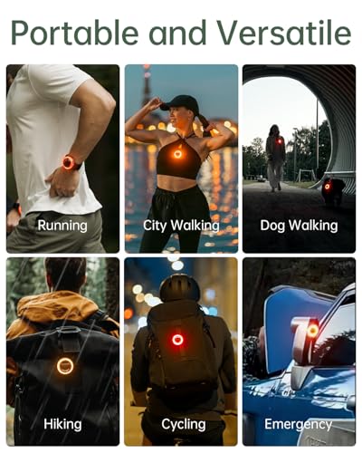 BlinkO Set 5 in 1, Wearable Outdoor Safety Light with Magnetic Clip, Wristband, Necklace and Keyring, Hands-Free EDC Flashlight, Clip-on Safety Light for Running, Hiking, Cycling, Dog Walking at Night