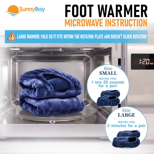 SunnyBay Microwavable Foot Warmer Slippers, Large, Navy Blue - size: Large