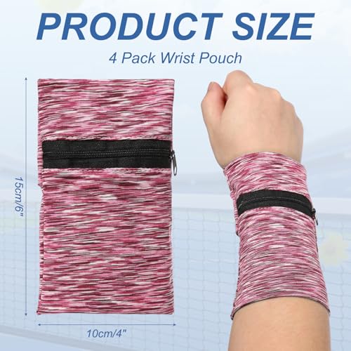Wrist Pouch Wrist Wallet Wristband with Zipper Sports Sweatbands - color: Pink