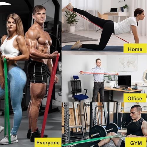 Resistance Bands Pull Up Assistance Bands for Men & Women Working Out Body Stretching Exercise Fitness Training Physical Therapy at Home Office Gym - color: Yellow+Red+Black