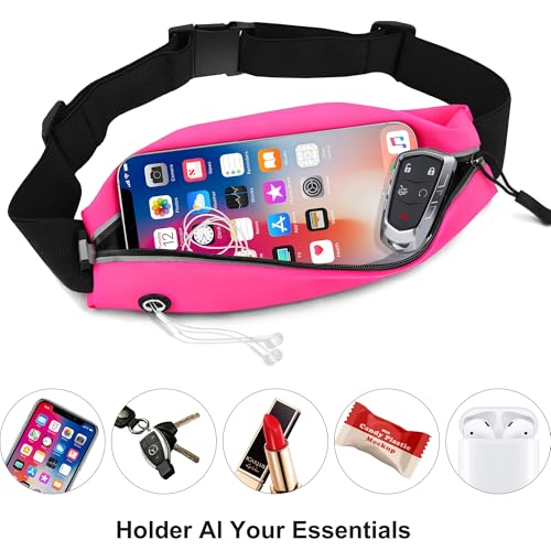 Running Belt Fanny Pack Men and Women Slim Running Bag Money Belt - color: Bright Red